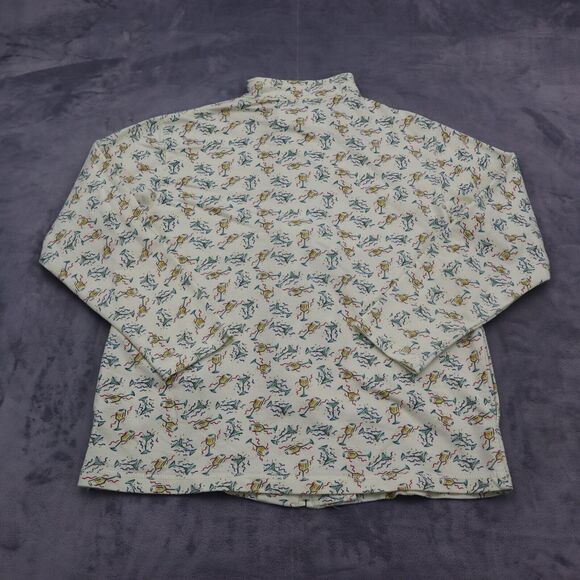 Euro Joy Shirt Womens M Ivory Long Sleeve High Neck Full Zip Print Blouse - Picture 14 of 16